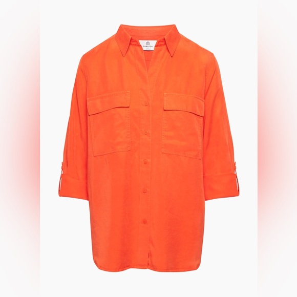 Babaton utility Relaxed Button Down Shirt Notched Collar - Picture 10 of 12